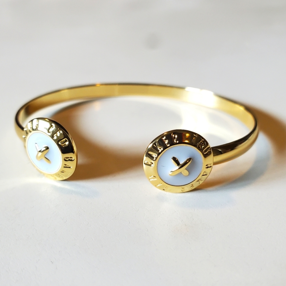 Ted Baker Eida BABY BLUE Finish GOLD Enamel Cuff